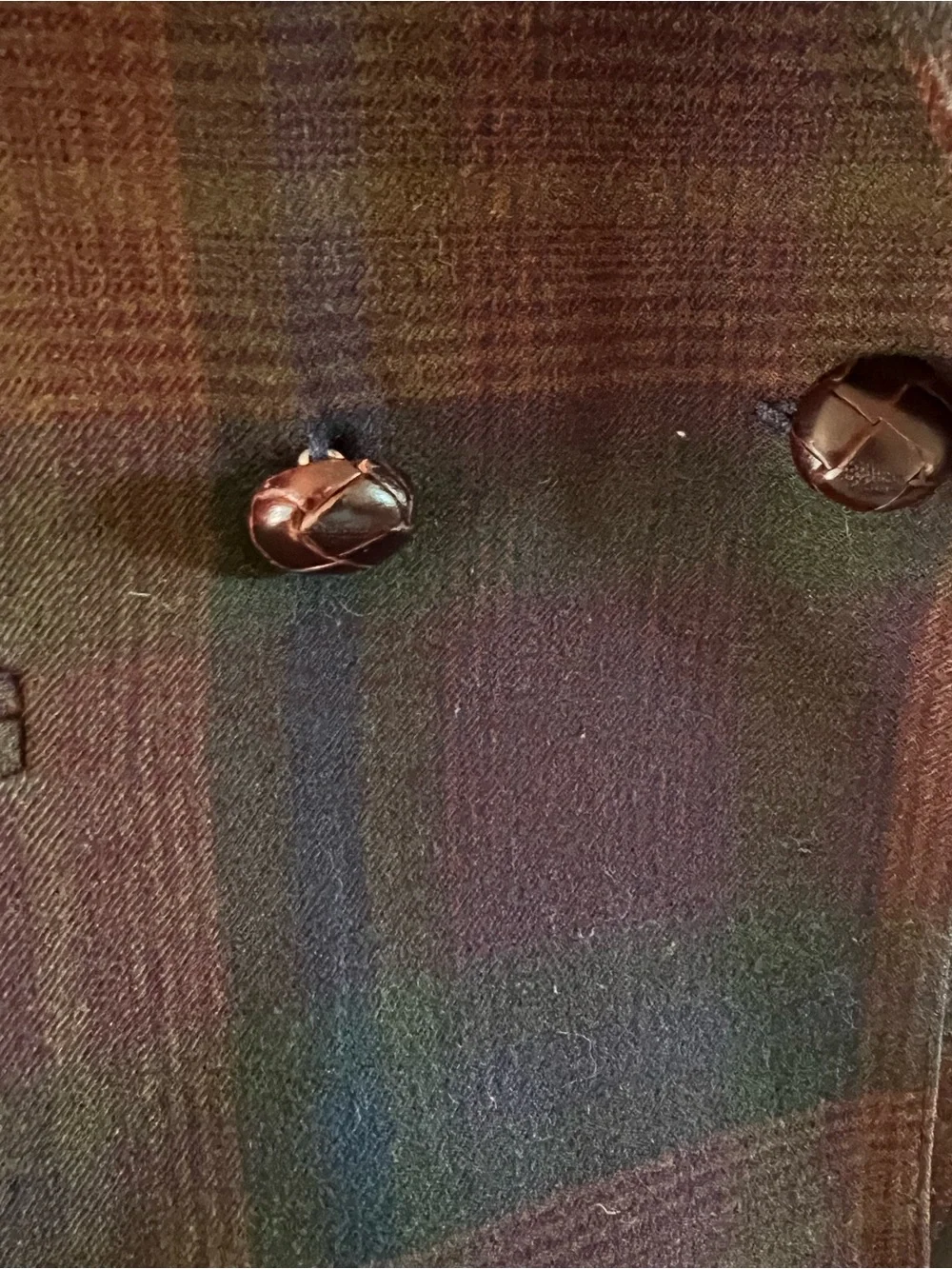 Vintage Christian Dior 100% wool plaid blazer Coat Brown & navy double breast 12